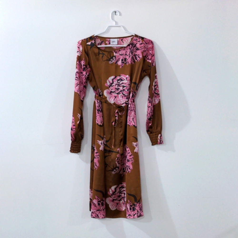 Mamalicious maternity dress size S brown and pink